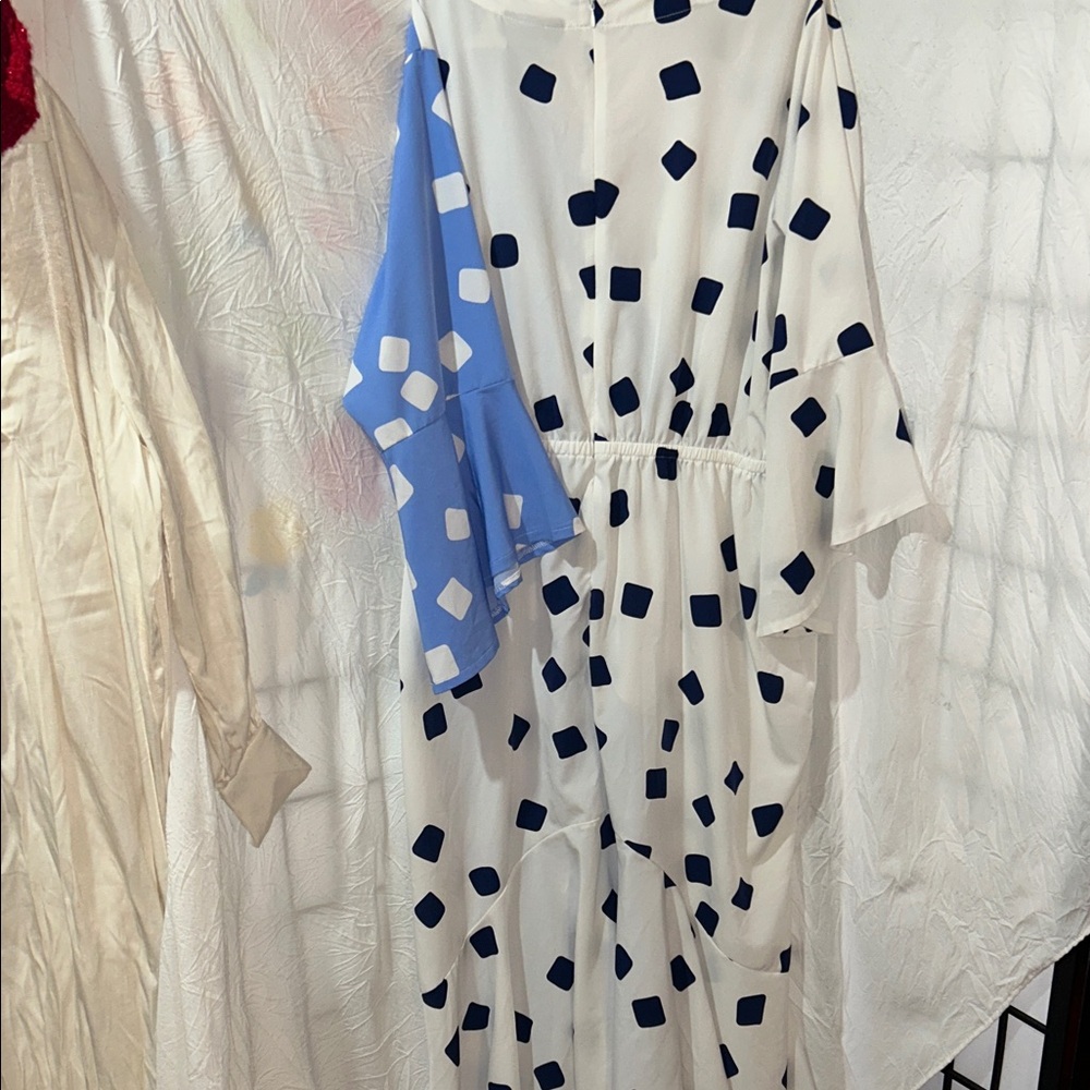 Ashley Stewart Blue & White Geometric Wrap Maxi Dress size 22/24 - Picture 8 of 10